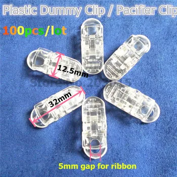 Chenkai 100 adet Şeffaf Plastik Emzik Kukla Klipler DIY Şeffaf Timsah Bebek askı Kordon Zincir Tutucu Oyuncak Klip
