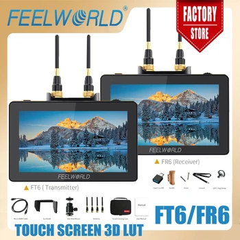 Feelworld Draadloze Video İletim Sistemi 5.5 İnç Met Zender Ontvanger Dslr Kamera Veld Doğrudan Ac Dp Monitör FT6 FR6