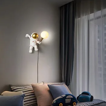 LED İskandinav Kişilik Astronot Ay çocuk Odası Duvar Lambası Mutfak Yemek Odası Yatak Odası Çalışma Balkon Koridor Lamba Dekorasyon