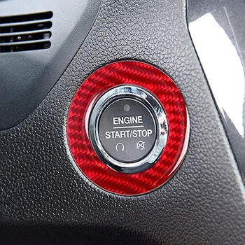 Kırmızı Karbon Fiber Araba Başlangıç göbek piercingi Modifikasyon Kapak Trim Şerit Dekoratif Sticker Ford Explorer İçin Araba İç Aksesuarları