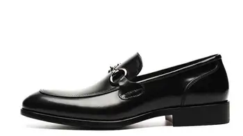 Yeni varış Yüksek top el yapımı sivri burun hakiki deri moda resmi siyah erkek erkek resmi ayakkabı üzerinde kayma katı elbise ayakkabı
