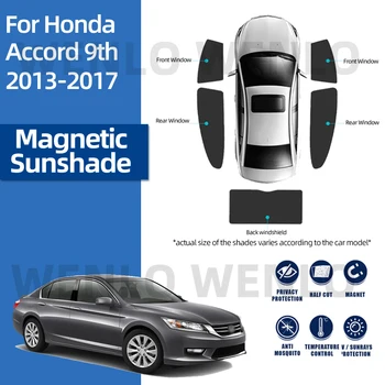 Honda Accord için Ⅸ 2013-2017 Manyetik araba güneşliği Kalkan Ön Cam Çerçeve Perde Arka Bebek Yan Pencere Güneş Gölge