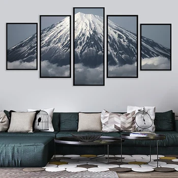 5 Adet Japonya Mt. Fuji Duvar Sanat Posterleri High-end Dağ Manzara Modern Ev Dekor Tuval Boyama Duvar Resimleri Baskı Sanat