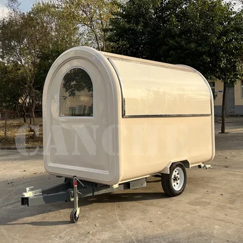 CE onaylı çift akslı 304 fırçalanmış ayna paslanmaz çelik kamp arabası karavan özelleştirilmiş dondurma mutfak camper gıda römork