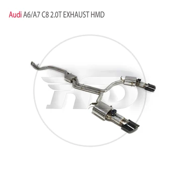 HMD Paslanmaz Çelik Egzoz Sistemi Performans Catback Audi A6 A7 C8 2.0 T rezonatör vanası Susturucu RS Stil İpuçları
