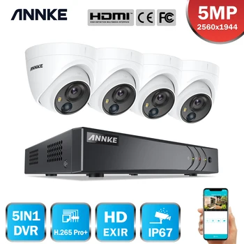 ANNKE 8CH 5MP Video Güvenlik Sistemi 5MP Lite H. 265 + DVR Kaydedici İle 5MP Hava Gözetim Kamera Açık PIR Algılama