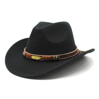 Moda Batı kovboy şapkası Erkekler Kadınlar İçin fötr şapka Kapaklar Kilise Panama Cowgirl Caz Kap Sombrero Vaquero Hombre