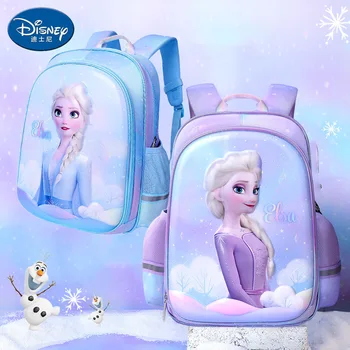 Disney Dondurulmuş okul çantası Kızlar İçin Elsa Anna Birincil Öğrenci Omuz Ortopedik Sırt Çantası Büyük Kapasiteli Hediye Sınıf 1-4 Mochilas