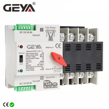 GEYA W2R Mini ATS 4P Otomatik Transfer Anahtarı Denetleyici Elektrik Tipi ATS Max 100A 4 KUTUPLU Din Raylı Elektrik Anahtarı