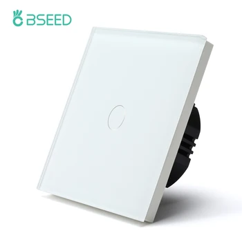 BSEED Duvar ışık anahtarı 1/2 / 3Gang Sensörü Dokunmatik Anahtarları AB Standart Kristal Ekran paneli Ev İçin Mavi Aydınlatmalı 220v