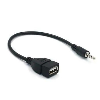 Araba 35mm Erkek Ses Jakı USB Tip A Dişi OTG Dönüştürücü Adaptör Kablosu Araba MP3 Formatı U Disk 35mm USB kablosu