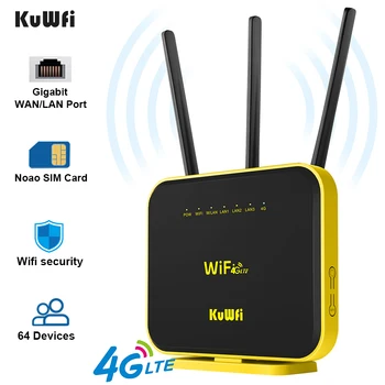 KuWFi Gigabit 5GHz WiFi yönlendirici 4G LTE Yönlendirici Çift Bant 1200Mbps WiFi Tekrarlayıcı 3G / 4G SİM kartlı router Ev Ofis Yönlendirici