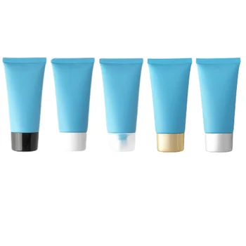 Doldurulabilir Şişe Buzlu Mavi Boş Plastik PET Yumuşak Tüp vidalı kapak 50G 30 Adet Ambalaj Kabı Kozmetik Sıkma Şişeleri