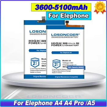 LOSONCOER 3600-5100mAh Elephone A5 Pil İçin Elephone A4 A4 pro A4pro Cep Telefonu Pil