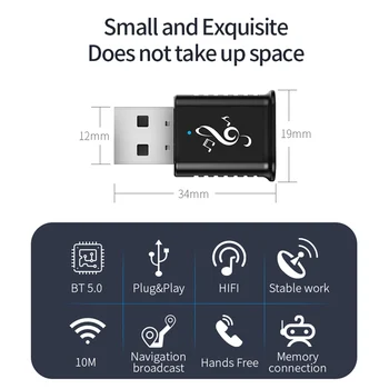 2 İn 1 USB Araç Bluetooth 5.0 Verici Alıcı AUX Ses Adaptörü İçin TV/PC / Araba 3.5 aux Çift Çıkış kablosuz AV alıcısı-vericisi / Alıcı