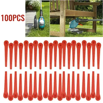 100 adet Plastik Kesici Bıçakları Elektrikli Akülü çim makası alet yedek parçaları Yedek Kesici Kafaları Bahçe Güç Aracı Parçaları Kırmızı