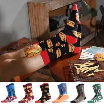 Sonbahar ve kış yeni çorap yaratıcı gurme burger kızartması desen moda çorap pamuklu erkek çorapları çorap