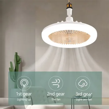 Tavan vantilatörü ile ışık ve Uzaktan Kumanda 30W LED Lamba E27 Dönüştürücü Tabanı Uzaktan Sessiz Elektrikli Fan Yatak Odası Ev Mutfak için