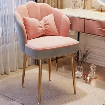 Pembe Kadife İskandinav Yemek Sandalyesi Soyunma Dekorasyon Ergonomik Tek Sandalyeler Oturma Odası Eetkamerstoelen Modern Mobilya A2