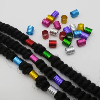 100 adet Çok Renkli saç dread Örgüler dreadlock Boncuk ayarlanabilir manşet klip yaklaşık 7mm delik
