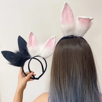 Peluş Tavşan Kulaklar Saç Çember saç aksesuarları Kadın Noel Headdress Yıl Tavşan Saç Çember Lolita Tavşan Kız Kafa Çember