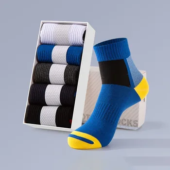 5 çift / grup Yeni Varış Sonbahar Kış Erkekler Orta Tüp Çorap Spor Koku Giderme Havalandırma Yumuşak Pamuklu Erkek Spor Ekip Çorap