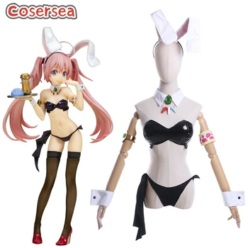 Cosersea Tensei shitara Balçık Datta Ken Milim Nava Cosplay Kostüm Siyah Tavşan Kız Bunnysuit Kadınlar Seksi Bikini Iç Çamaşırı