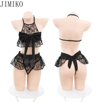 Jımıko Kadın Seksi Dantel iç çamaşırı seti Erotik Düğün Gelin İç Çamaşırı Plaj Mayo Porno Seksi Kız Etek Önlük Tanga Kıyafetler 18+