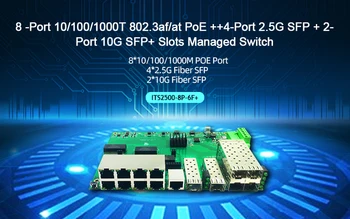 8x10/100 / 1000 Mbps RJ-45 POE artı 4x2. 5G SFP Portu ile 2x10g SFP+ Yönetilen Anahtar PCBA