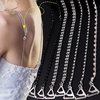 2 ADET Parlak Kristal Omuz Askısı Sutyen Zinciri Kadınlar için düğün takısı Taklidi Kaymaz Sutyen Kemer Vücut Dekor Elbise Aksesuarları