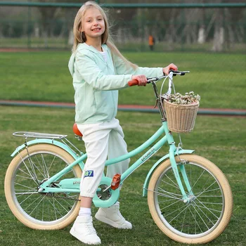 Çocuk bisikleti Kızlar CuHK Çocuk 6-12 Yaşında Retro Pastoral Tarzı Yüksek Görünüm Seviyesi Ilköğretim Okulu Pedalı Bisiklet
