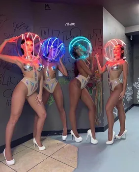 ücretsiz Parlak Uzay Savaşçısı 35cm Kask kostüm DS DJ gogo parti sahne gösterisi gelecek teknoloji gece kulübü cosplay light up şapkalar