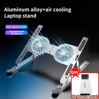 RYRA laptop standı Tutucu soğutma Fanı ile taşınabilir katlanabilir alüminyum alaşımlı Soğutucu Dizüstü Tutucu RGB ışık ile Dizüstü Braketi