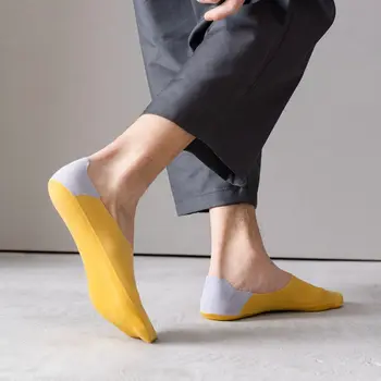 Erkek Yaz Çorap Sığ Ağız Pamuk Taban Kaymaz Görünmez Tekne Çorap Renk Maç Nefes Rahat Düşük Tüp Çorap Erkekler