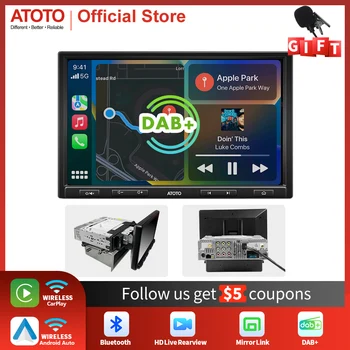 ATOTO 10 İnç Araba Radyo Evrensel 2 DİN/1 DİN Araba Stereo kablosuz bluetooth CarPlay Android SXM DAB HD Dokunmatik Ekran USB F7 XE