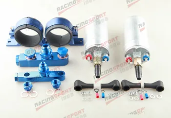 Çift Bosch 044 Yakıt Pompası İkiz Braketi Kütük Alüminyum Montaj Kiti Mavi