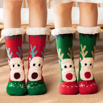 Noel Çorap Odası Çorap Kış Kar Çorap Geyik Mercan Kaşmir Çorap Ev Uyku Çorap Kadın Halı Çorap bacak ısıtıcısı
