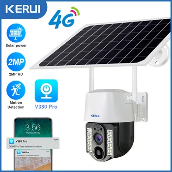 KERUI 4G LTE 1080P Güneş Kamera Açık Gece Görüş PTZ IP Kamera İle GÜNEŞ PANELI Şarj Pil 2MP CCTV Video Gözetim