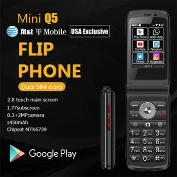 TIQ ABD Bölgesi 4G Akıllı Flip T Cep Telefonu At & t Telefon Google Play Android MTK6739 Anahtar girişi Çok Dilli Akıllı Telefon
