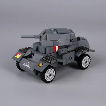 MOC WW2 İngiliz T17 Geyik Tazı Zırhlı Araç Asker Keşif Aracı Aracı Monte oyuncak inşaat blokları Çocuklar için Hediye