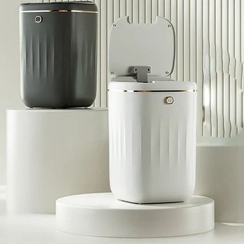 20L Akıllı çöp tenekesi Otomatik Sensör çöp tenekesi Atık Mutfak Banyo Tuvalet çöp tenekesi-Siyah