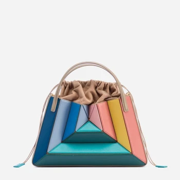 Kontrast renk patchwork çanta 2023 İlkbahar / Yaz Lüks marka tasarım yeni koltukaltı kadın çantası ipli çapraz çapraz çanta