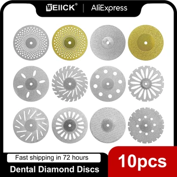 10 Adet WellCK Diş Laboratuvarı Parlatma Elmas Diskleri 0.25 mm Çift Taraflı Kaplama Disk Diş Hekimi Döner Kesme Aleti Parlatıcı Makinesi