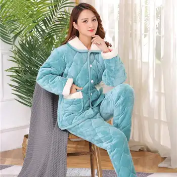 Kış Sıcak Mercan Kadife Pijama Setleri Kadın Pijama Takım Elbise Pijama Kadın Yumuşak Giyim Pijama Kıyafeti Gecelik Giyim