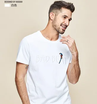 W4280-Erkek kısa kollu tişört erkek pamuklu yuvarlak boyun mektup nakış yarım kollu tişört .