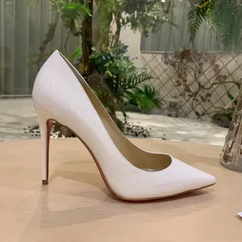 En Kaliteli Bayan Yüksek Topuklu Lüks Moda Bayanlar Kristal Glisten Kırmızı Taban Ayakkabı Klasik Retro Tasarımcı 10 cm Yüksek topuk 1055HJ