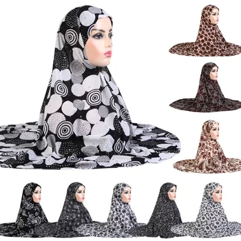 90 * 80cm Tek Parça Amira Müslüman Kadınlar Başörtüsü Anında Eşarp Baskı Türban İslam Namaz Başörtüsü Şal Wrap Çekin Hazır Giyim