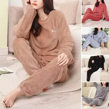 Kadınlar için kış flanel pijama Polar Pijama Pijama Gecelik Kalın Sıcak Kadife Kadın Takım Elbise Sonbahar Kazak Bayanlar Pijama