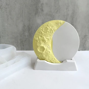 Ay Süs silikon kalıp DIY Resim Çerçevesi Tabanı ile Alçı Epoksi Reçine Coaster Tepsi Craft Kalıpları Ev Dekor Malzemeleri