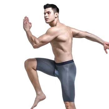 Erkek spor iç çamaşırı erkek yaz buz ipek çabuk kuruyan uzun aşınma önleyici bacaklar artırmak için yağ gevşek baksır şort